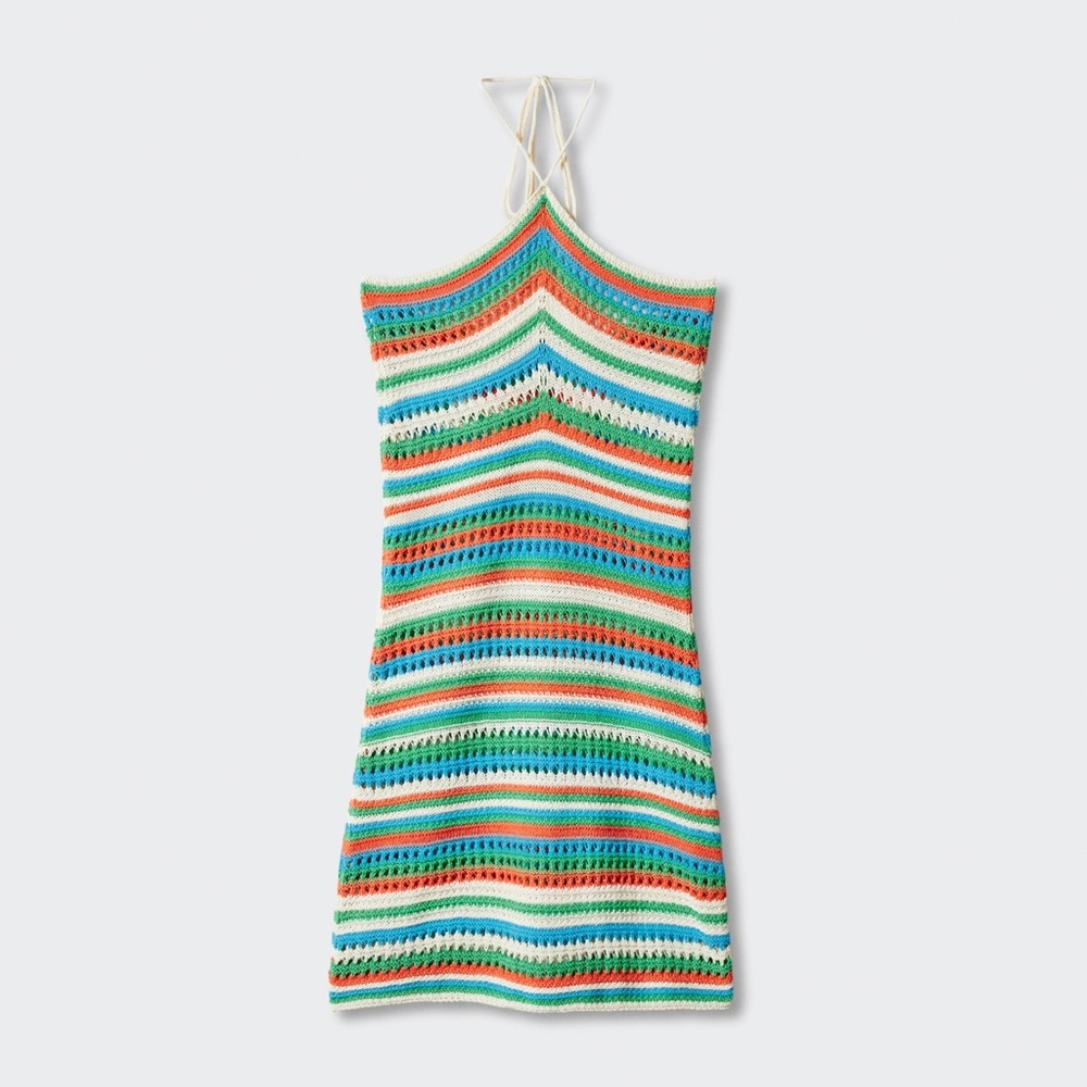Mango Halter-neck crochet dress